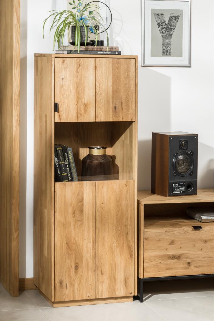 VESKOR Vitrina Dania 3 mueble nórdico moderno madera maciza roble