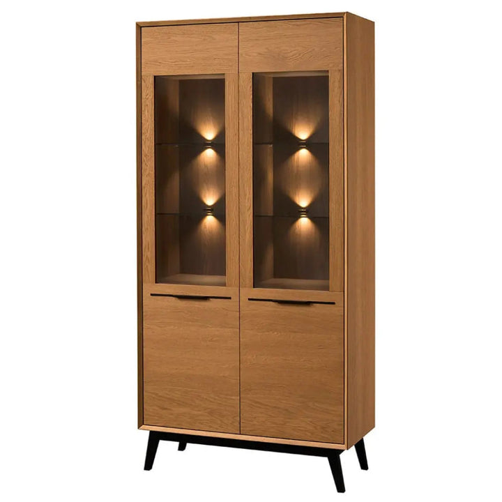 Vitrine en chêne miel LAZURE 12, 95×42×195 cm | VESKOR