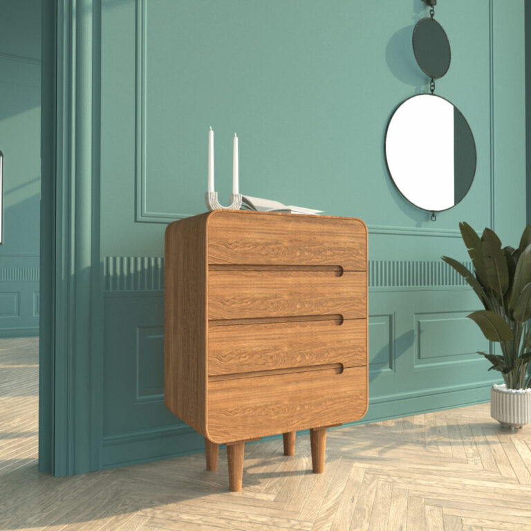 VESKOR Amandi commode moderne meuble nordique bois de chêne massif