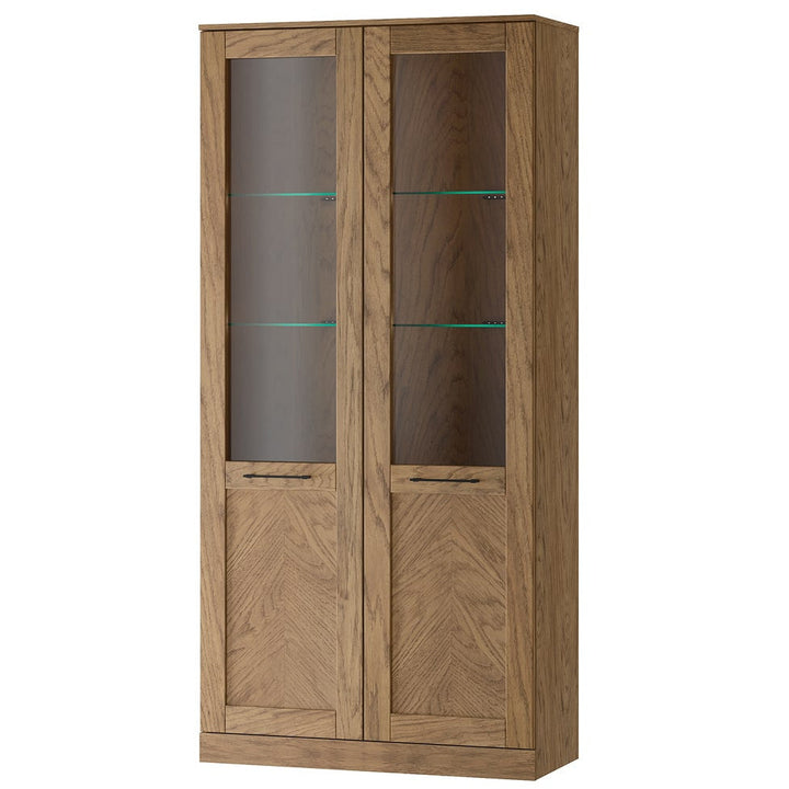 Vitrine rustique en chêne huilé COZY 12, 95×200×42 cm | VESKOR
