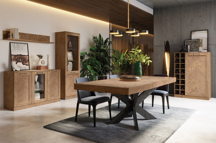 Vitrine rustique en chêne huilé COZY 12, 95×200×42 cm | VESKOR