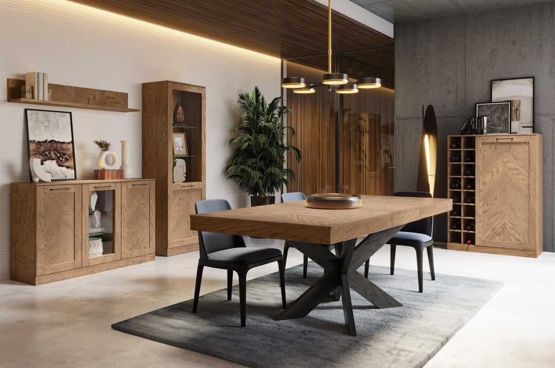 Table de salle à manger à rallonge en chêne rustique huilé COZY 39, 160-210x95×79 cm | VESKOR