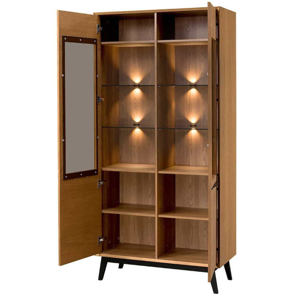 Vitrine en chêne miel LAZURE 12, 95×42×195 cm | VESKOR