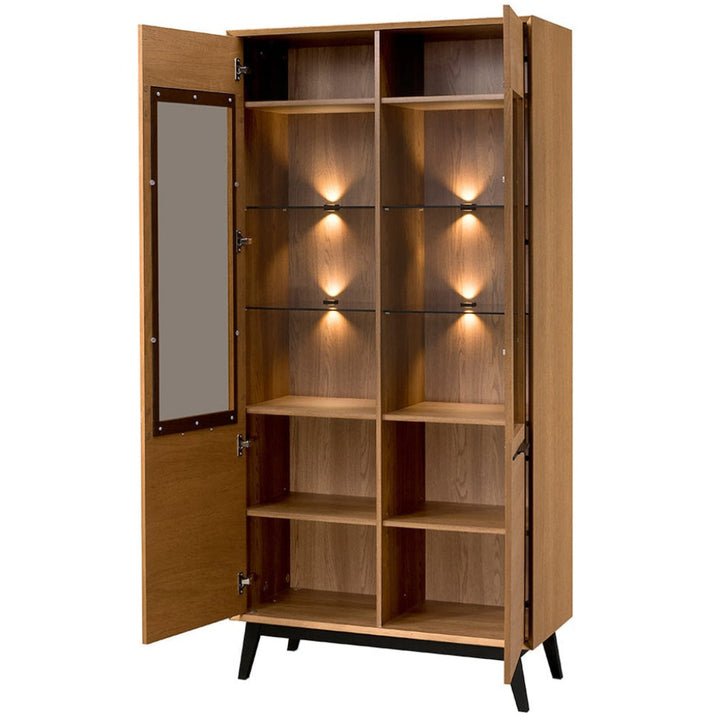 Vitrine en chêne miel LAZURE 12, 95×42×195 cm | VESKOR
