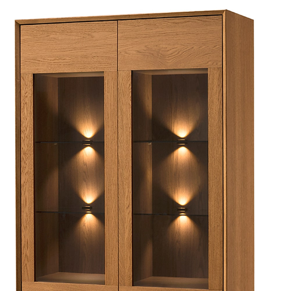 Vitrine en chêne miel LAZURE 12, 95×42×195 cm | VESKOR