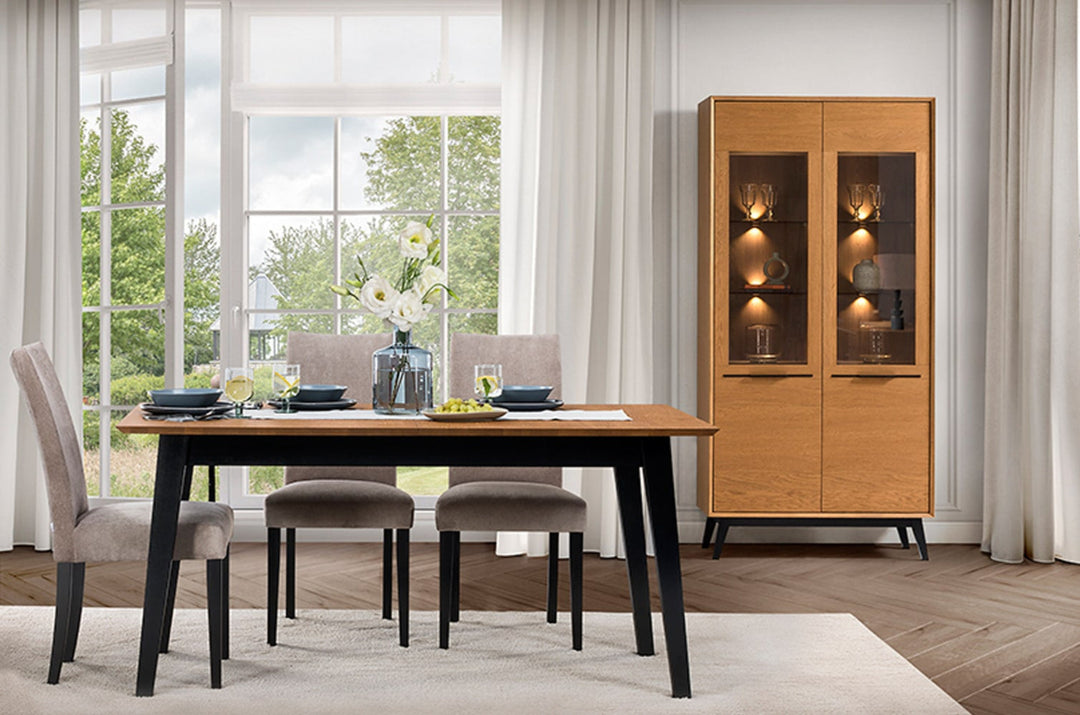 Table de salle à manger à rallonge en chêne miel LAZURE 40, 160-240×85×76 cm | VESKOR