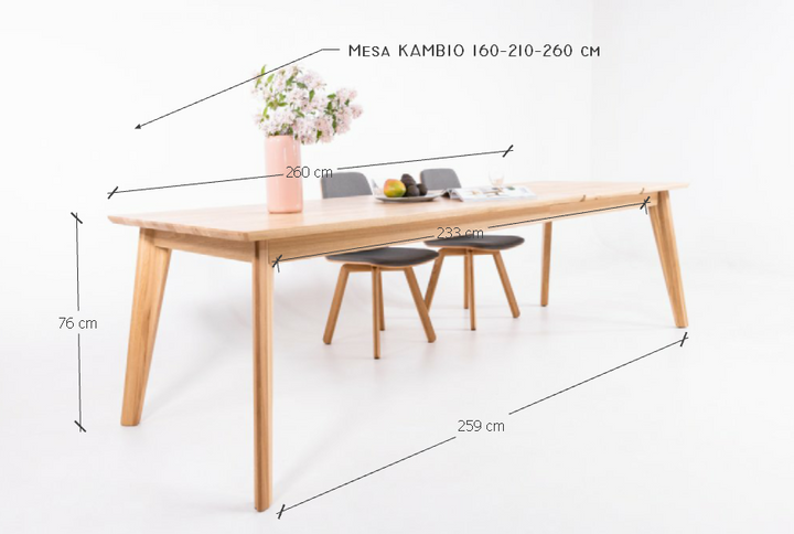 VESKOR Table Kambio en hêtre massif Meubles nordiques modernes