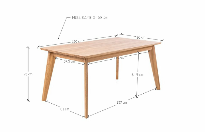 VESKOR Table de salle à manger en hêtre massif Kambio moderne meubles nordiques dimensions