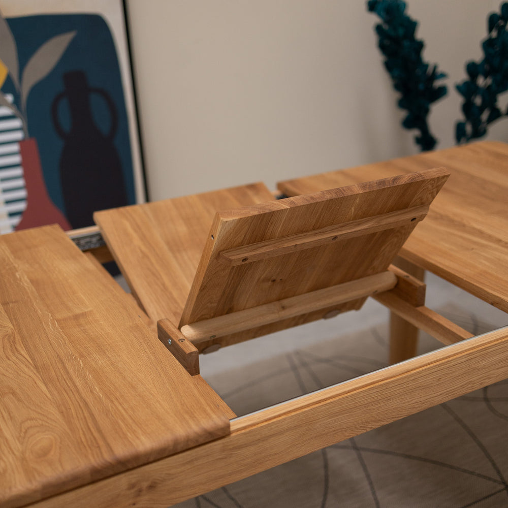 VESKOR Table de salle à manger rectangulaire à rallonge en bois de chêne DANIA