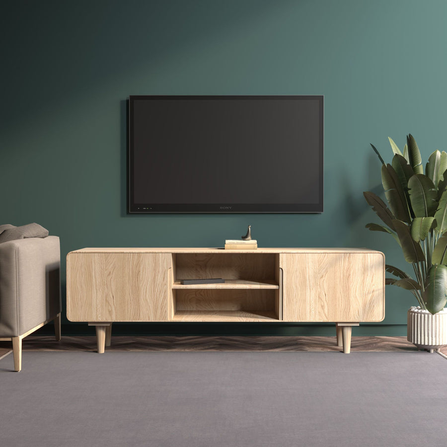 VESKOR Amandi Meuble TV en bois massif chêne moderne meubles nordiques 