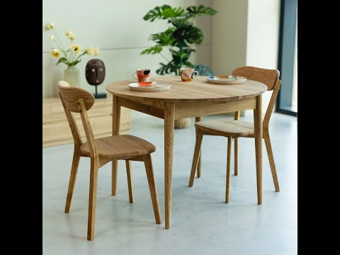 VESKOR Table de salle à manger ronde à rallonge en bois de chêne MALMO
