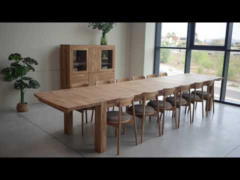 VESKOR Table de salle à manger rectangulaire à rallonge en bois de chêne BALDER jusqu'à 5 m