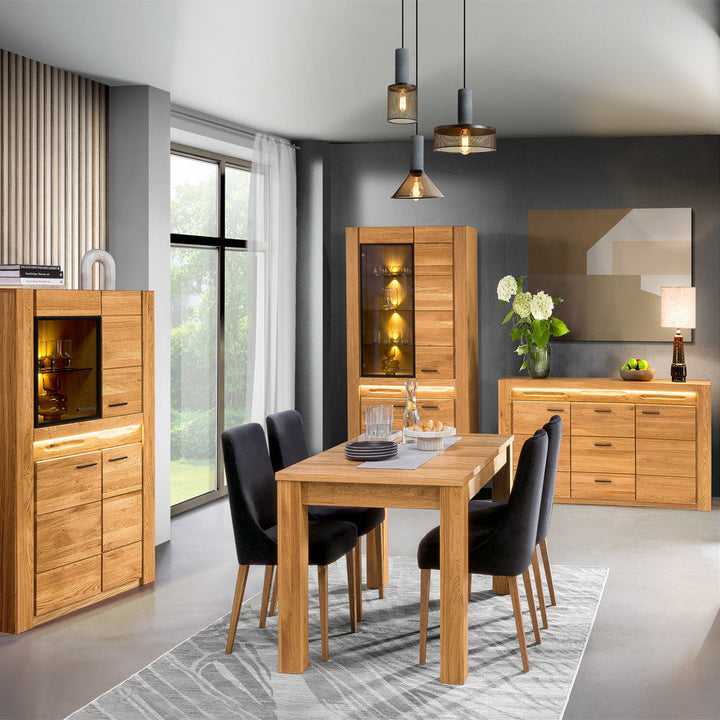 Table de salle à manger à rallonge en bois de chêne VELVET 40, 160-250x90x78 cm | VESKOR