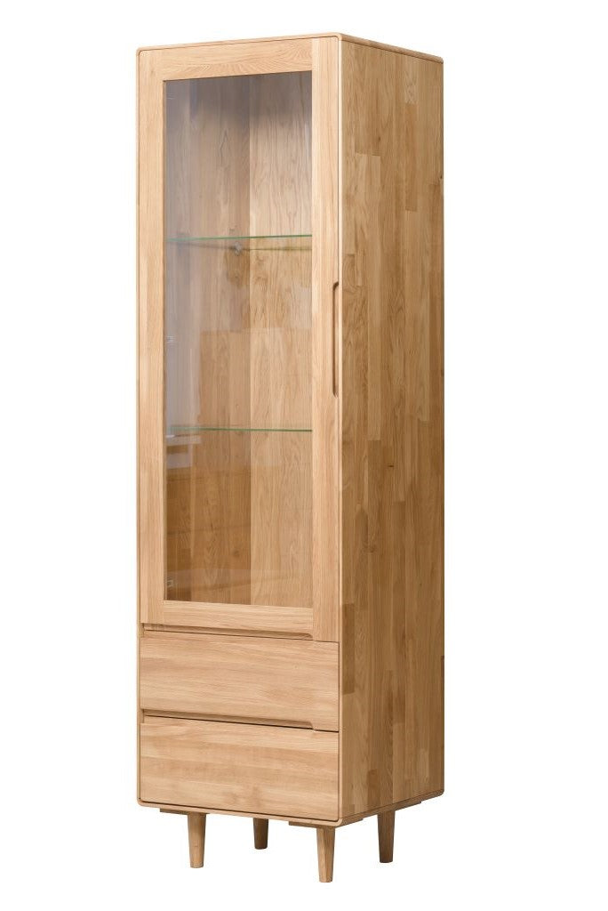 VESKOR Amandi vitrine à ouverture droite bois de chêne massif meuble moderne nordique 
